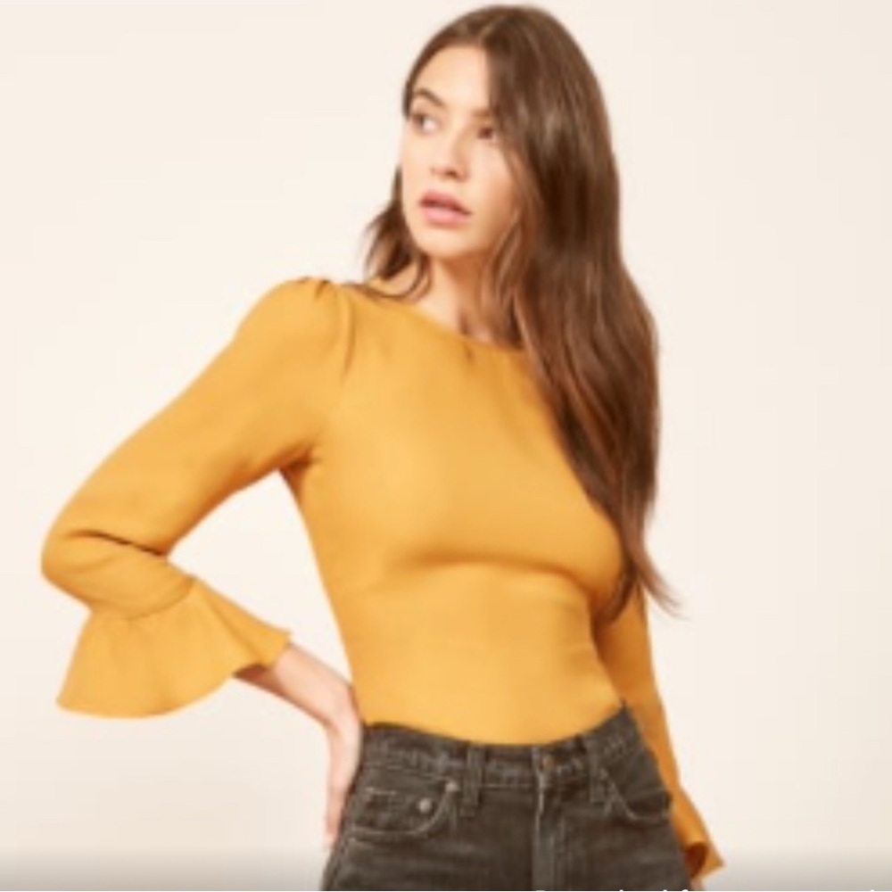 Reformation Mustard Yellow Long Sleeve Top